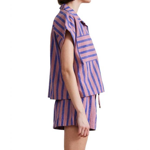 NEW APIECE APART stripe frita box top in dusty rose, blue - Picture 2 of 3